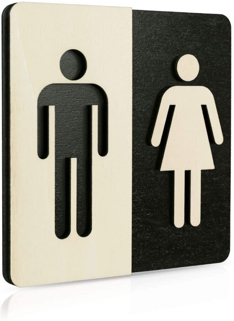 Pictograma para el baño de madera hombre y mujer
