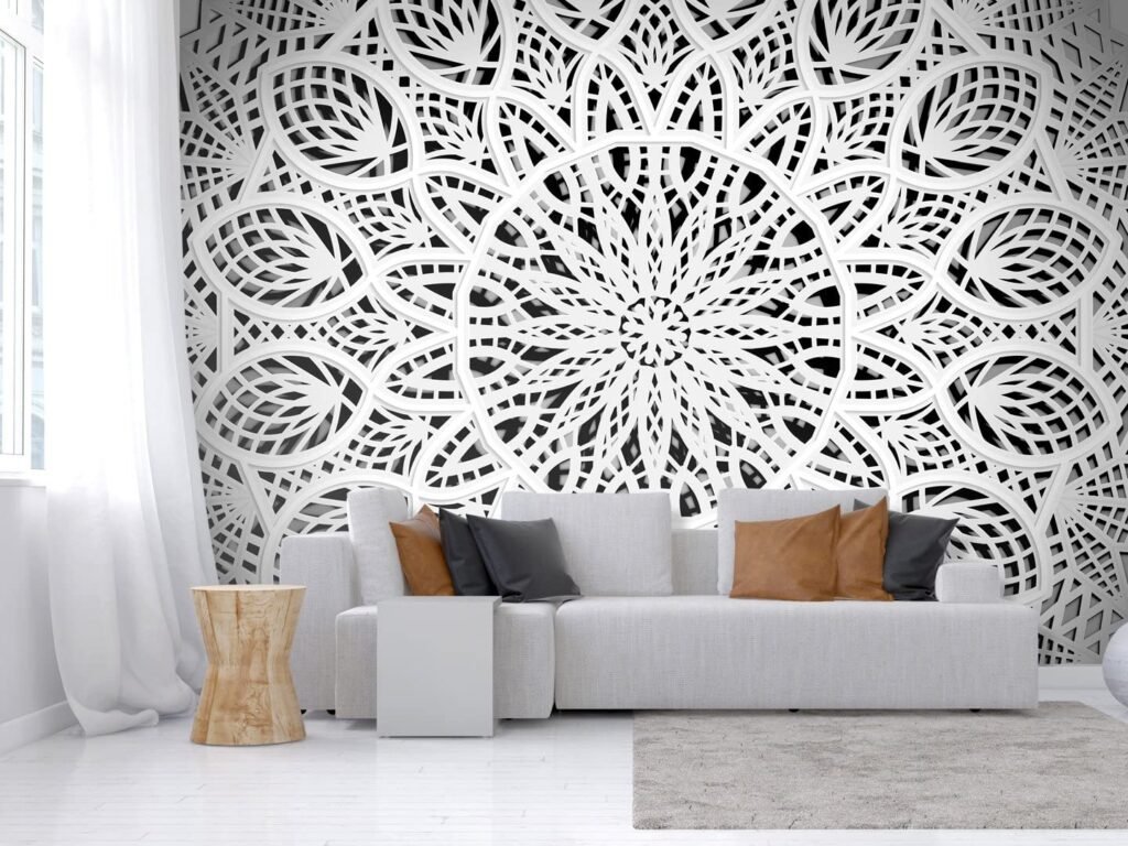 Tapiz de pared árabe moderno para salón blanco